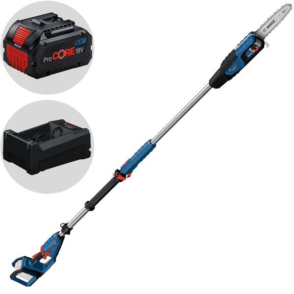 Bosch Professional GKE 18V-25T - Potatore elettrico a batteria su asta telescopica -18V 8Ah - Nuovo caricatore GAL 12V/18V-80 PRO