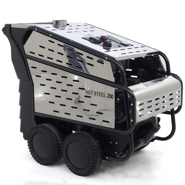 OUTLET - PICCOLI DIFETTI ESTETICI - ITM - HOT STEEL 200/15 - Idropulitrice professionale ad acqua calda - trifase - 200 bar - 900 l/h - INOX