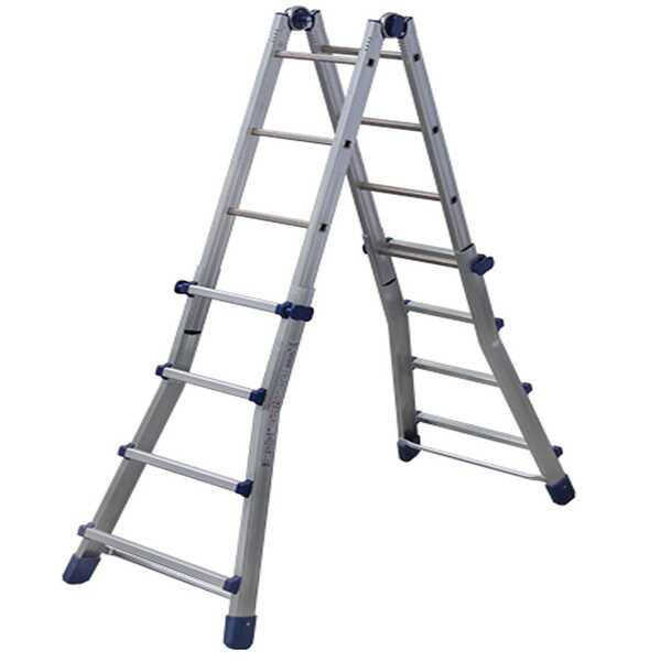 OUTLET - PICCOLI DIFETTI ESTETICI - Facal Briko Blu BB/2, 2x8 gradini, 4 m - Scala in alluminio telescopica - Altezza stimata operativa 4.90 m
