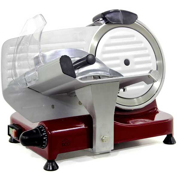 OUTLET - PICCOLI DIFETTI ESTETICI - DCG AS2495 Rossa - Affettatrice con lama da 250mm inox - Corpo in alluminio pressofuso - 300W