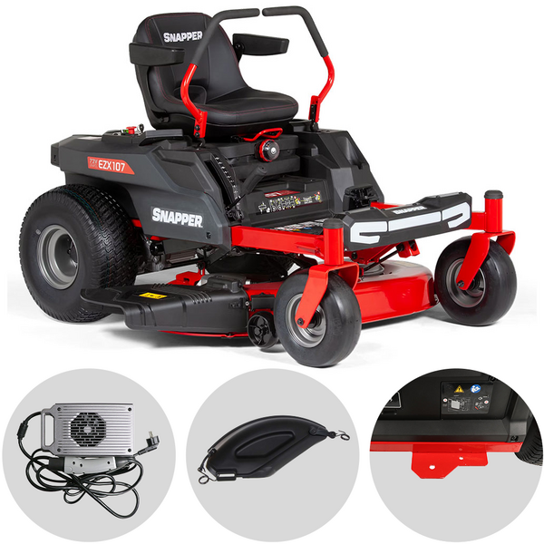 Snapper EZX107 - Trattorino taglierba a batteria a raggio zero - 72V/44Ah - taglio da 107cm - 2in1