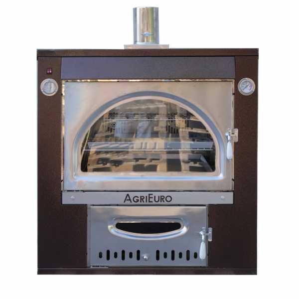 AgriEuro Maximus 100 Deluxe INC - Forno a legna in acciaio da incasso - Smalto ramato - Inox AgriEuro TOP-LINE