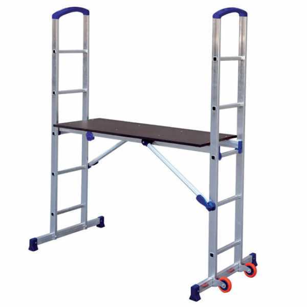 Trabattello in alluminio FACAL PENNY. Ruote 90mm - Zoppo per scale - Altezza 1,74m
