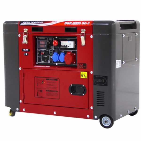 GeoTech Pro DGP8000SE-3 - Generatore di corrente 5,5 kW trifase diesel - Silenziato - Avv. elettrico