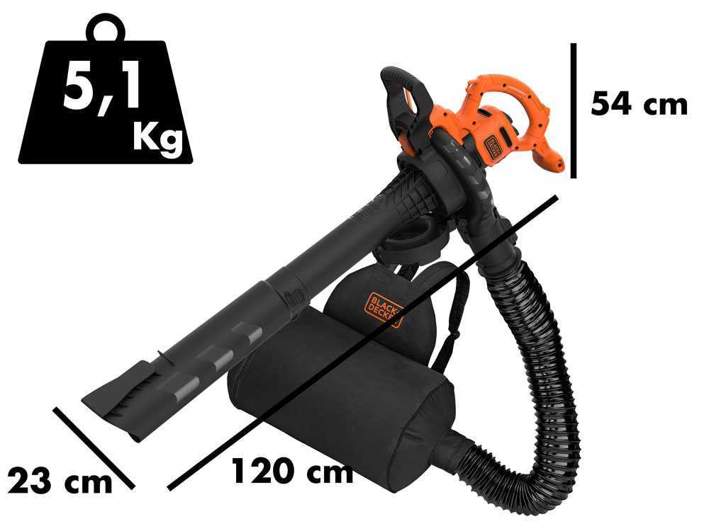 BLACK+DECKER Soffiatore/Aspiratore/Trituratore 2900W - Zaino 55L, Velocità 390 Km/h, Per Giardino