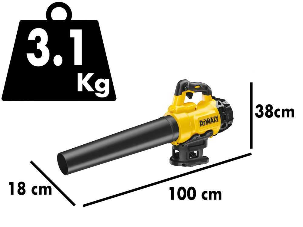 Roadtime Soffiatore foglie a batteria per DeWalt da 18 V (senza batteria), ventilatore violento per auto, ventola turbo e 2 tubi rimovibili, ventilatore a getto senza fili, ventilatore portatile da