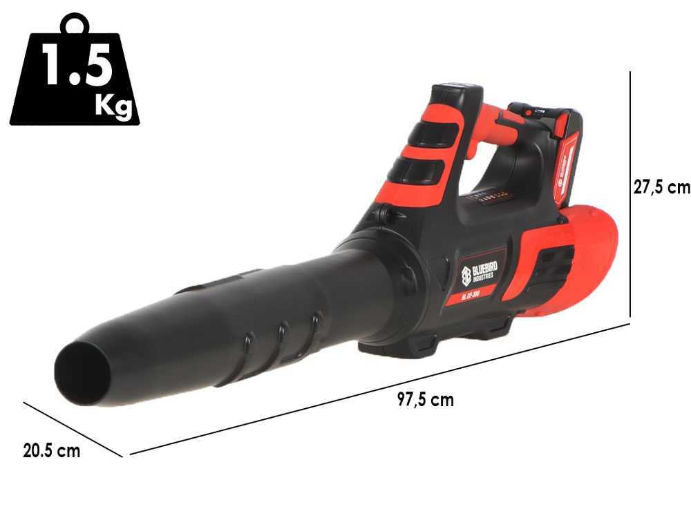 Soffiatore A Batteria 3000W 21V - 2 Velocità, Turbina, Leggero, Per Giardino E Cortile (Con 2 Batterie)