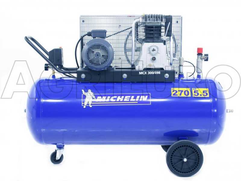 Michelin MCX 300 598 - Compressore aria elettrico a cinghia - Motore 5.5 HP - 270 lt