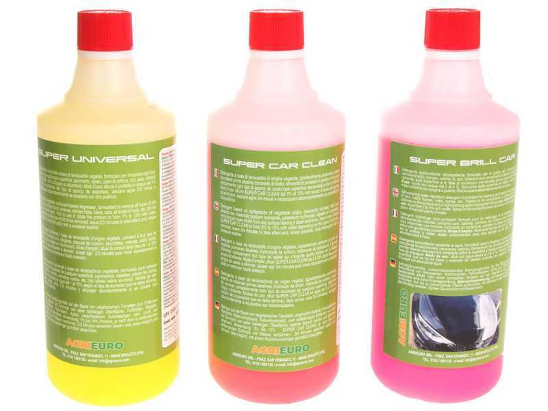 Set 3 detergenti professionali per idropulitrici - specifici per la pulizia Auto e affini - 3 flaconi da 1 lt