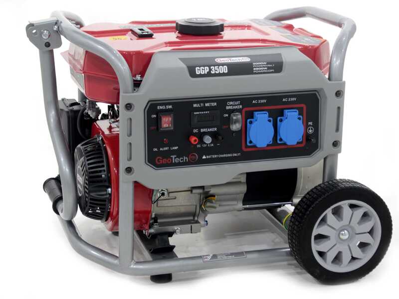 GeoTech-Pro GGP 3500 - Generatore di corrente carrellato con AVR 3 kW - Continua 2.8 kw Monofase