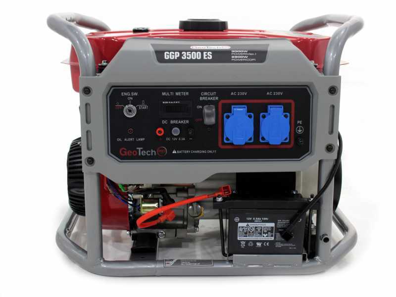 GeoTech Pro GGP 3500 ES - Generatore di corrente carrellato con AVR 3 kW - Continua 2.8 kw Monofase