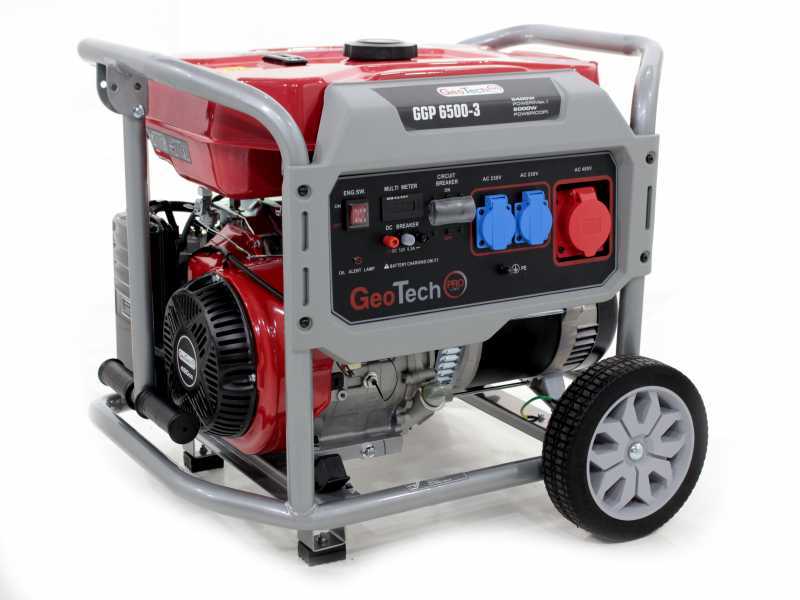 GeoTech-Pro GGP 6500-3 - Generatore di corrente carrellato con AVR 5.4 kW - Continua 5 kw Trifase