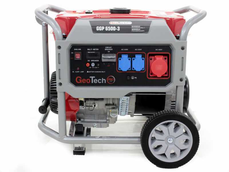 GeoTech-Pro GGP 6500-3 - Generatore di corrente carrellato con AVR 5.4 kW - Continua 5 kw Trifase