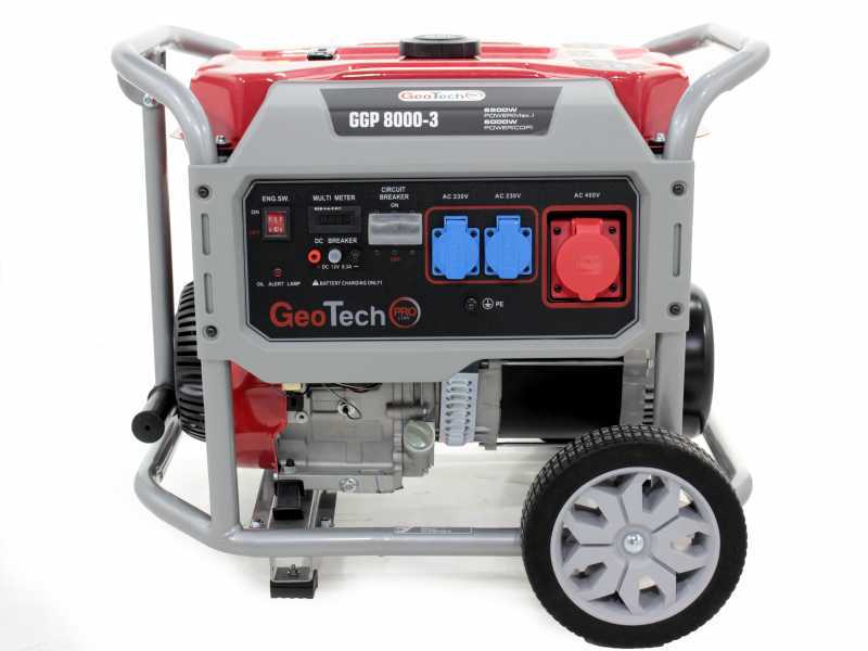GeoTech-Pro GGP 8000-3 - Generatore di corrente carrellato con AVR 6.6 kW - Continua 6 kw Trifase
