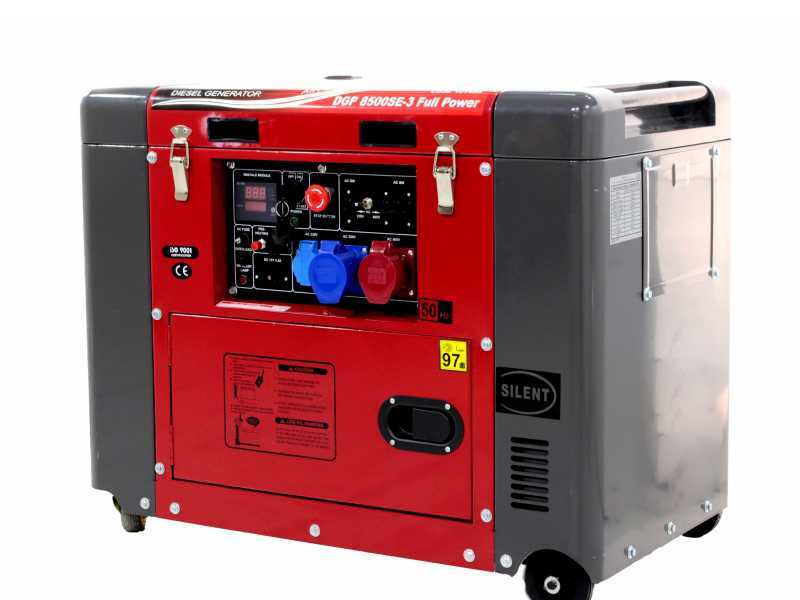 GeoTech-Pro DGP8500SE-3 - Generatore di corrente diesel silenziato carrellato con AVR 6.0 kW - Continua 5.5 kw Full-Power