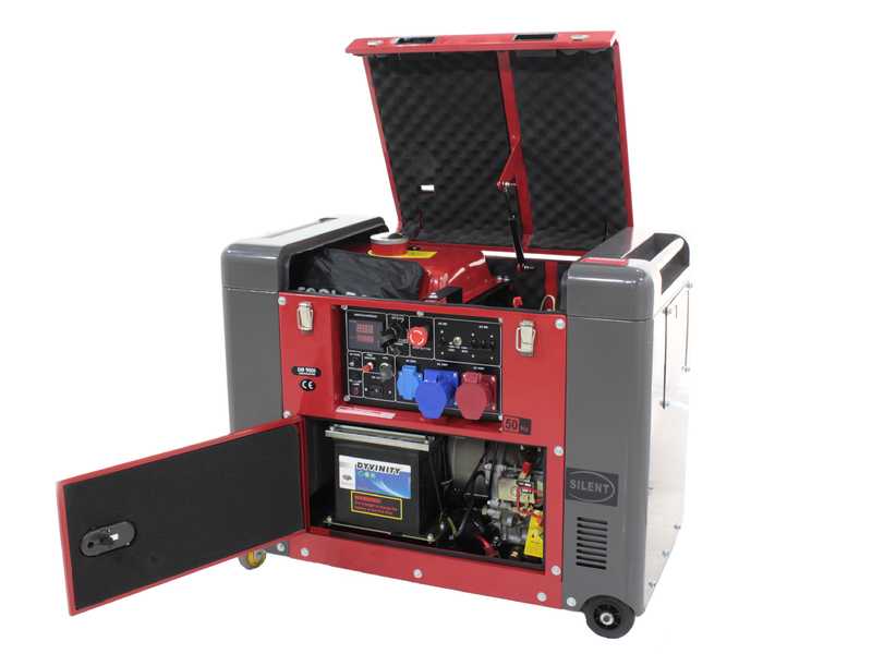 GeoTech-Pro DGP8500SE-3 - Generatore di corrente diesel silenziato carrellato con AVR 6.0 kW - Continua 5.5 kw Full-Power + ATS Trifase