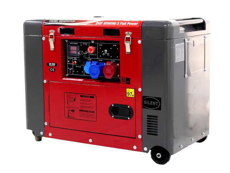 GeoTech-Pro DGP8500SE-3 - Generatore di corrente silenziato carrelalto con AVR 6 kW - Continua 5.5 kW Full-Power + ATS Monofase