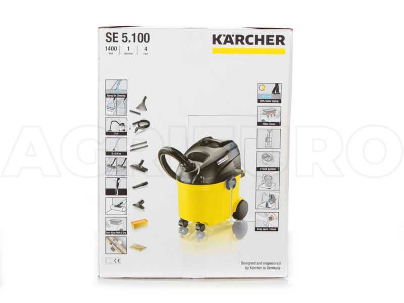 Karcher SE 5.100 - Lavamoquette - aspiraliquidi con bidone acqua pulita/sporca 4 lt - 1400 W