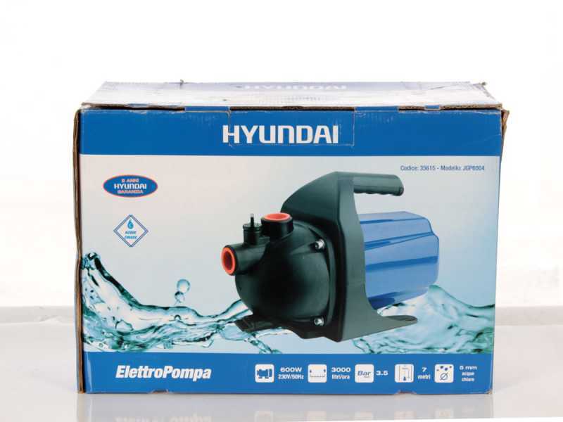 Hyundai JGP6004 - Elettropompa da giardino per irrigazione - pompa acque chiare - 600 watt
