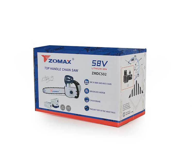 Elettrosega a batteria Zomax ZMDC 502 da 58V 4 Ah - Barra da 22cm - Passo da 3/8