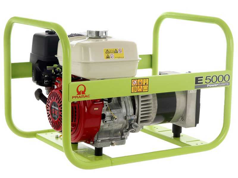 Pramac E 5000 - Generatore di corrente 4.6 kW - Continua 3.9 kW Monofase