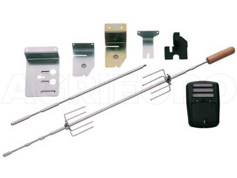 Kit girarrosto con motore, batterie, supporti di montaggio e spiedo