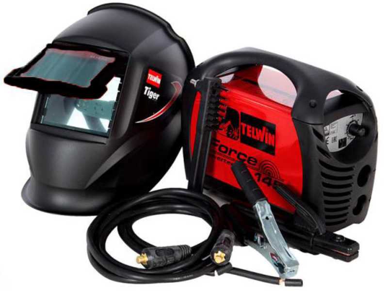 Telwin Force 145 - Saldatrice Inverter (MMA) + Maschera, corrente continua (DC)