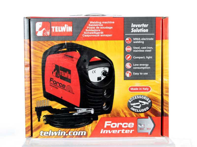 Saldatrice inverter a elettrodo a corrente continua Telwin FORCE 125 - potenza 80 A - Kit