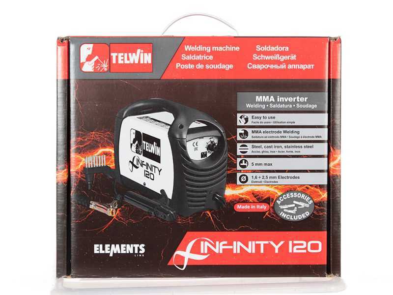 Saldatrice inverter a elettrodo a corrente continua Telwin Infinity 120 - 80 A - con Kit