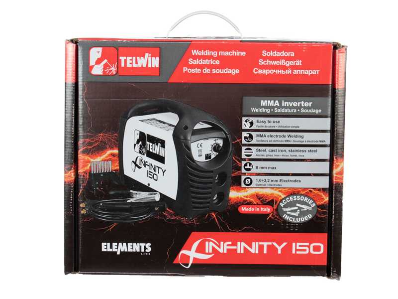 Telwin Infinity 150 - Saldatrice Inverter (MMA) + Kit, corrente continua (DC)