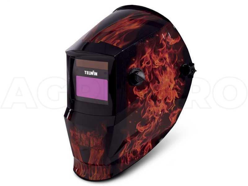 Maschera professionale automatica a casco per saldatura Telwin Stream Flame - MMA, TIG, MIG