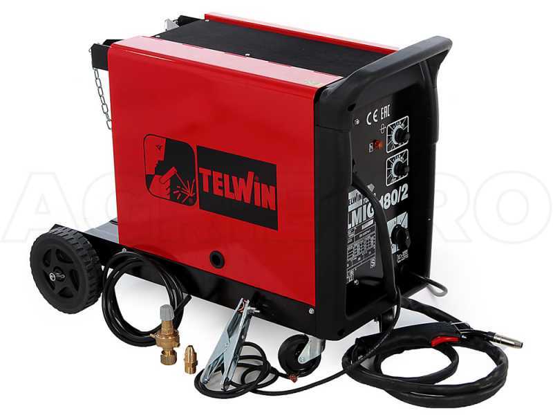 Saldatrice a filo continuo Telwin Telmig 180/2 Turbo - MIG-MAG - accessori e ruote - 230V