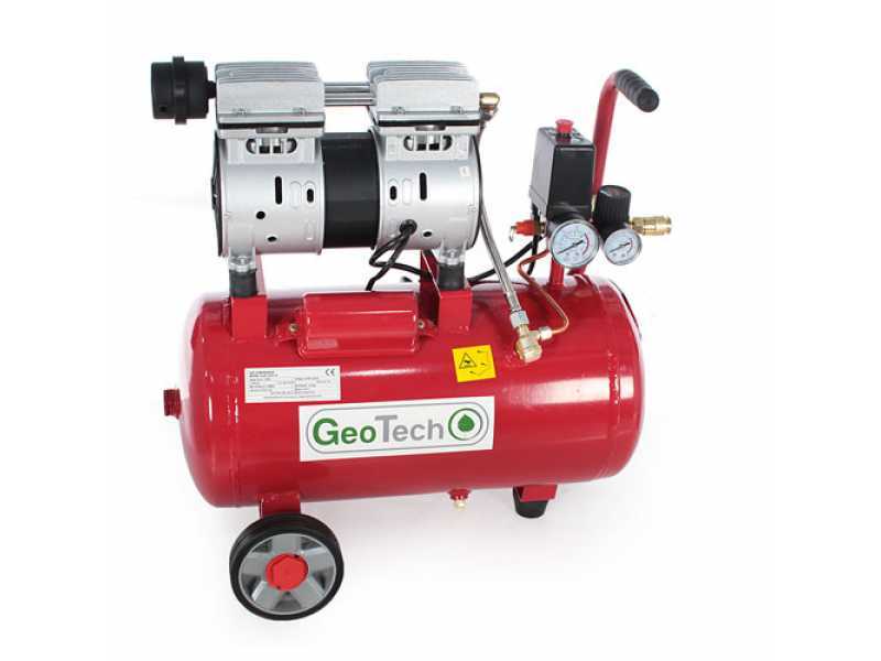 GeoTech S-AC 24.8.10 - Compressore aria elettrico silenziato 24 lt oilless - Motore 1 hp