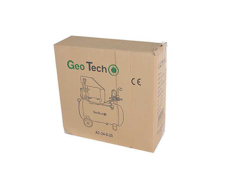 GeoTech AC 24.8.20 - Compressore aria elettrico da 24 lt aria compressa - motore 2 HP