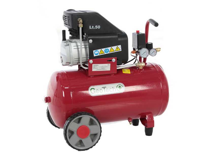 GeoTech AC 50.8.20 - Compressore aria elettrico 50 lt aria compressa - Motore 2 HP