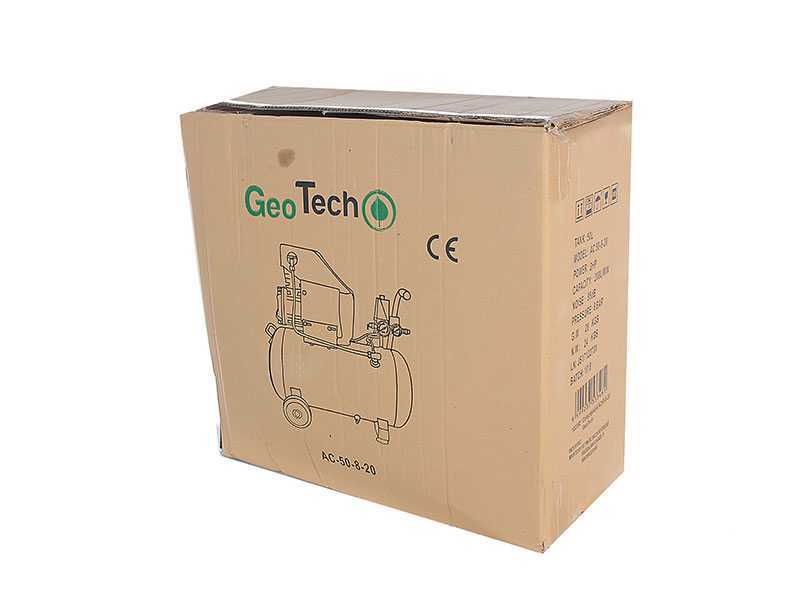 GeoTech AC 50.8.20 - Compressore aria elettrico 50 lt aria compressa - Motore 2 HP