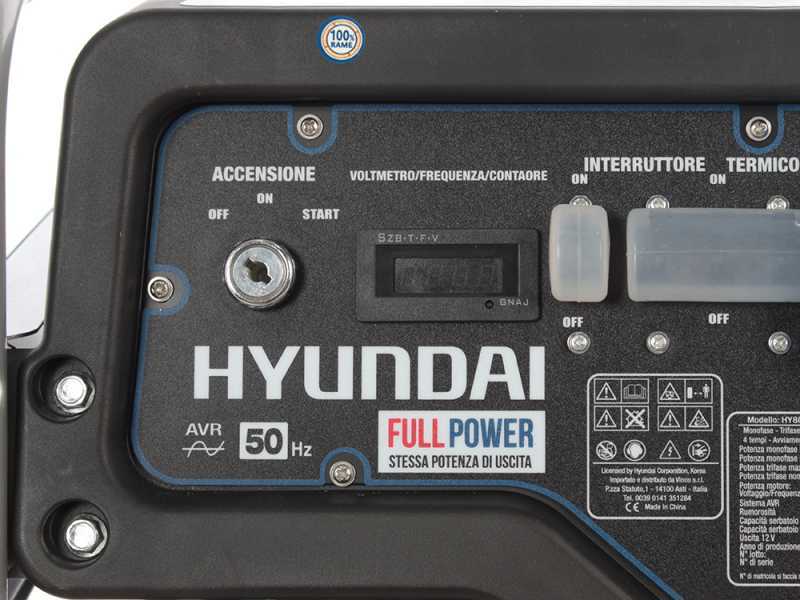Hyundai Dynamic PT8500DV - Generatore di corrente carrellato con AVR 8.5 kW - Continua 8 kW Full-Power