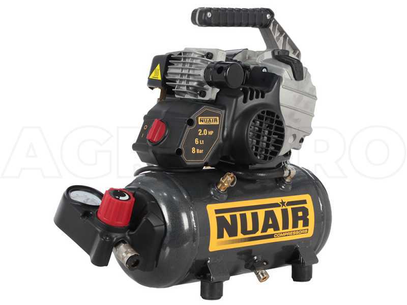 Nuair FU 227/8/6E - Compressore aria elettrico portatile monofase - Motore 2 HP - 6 lt