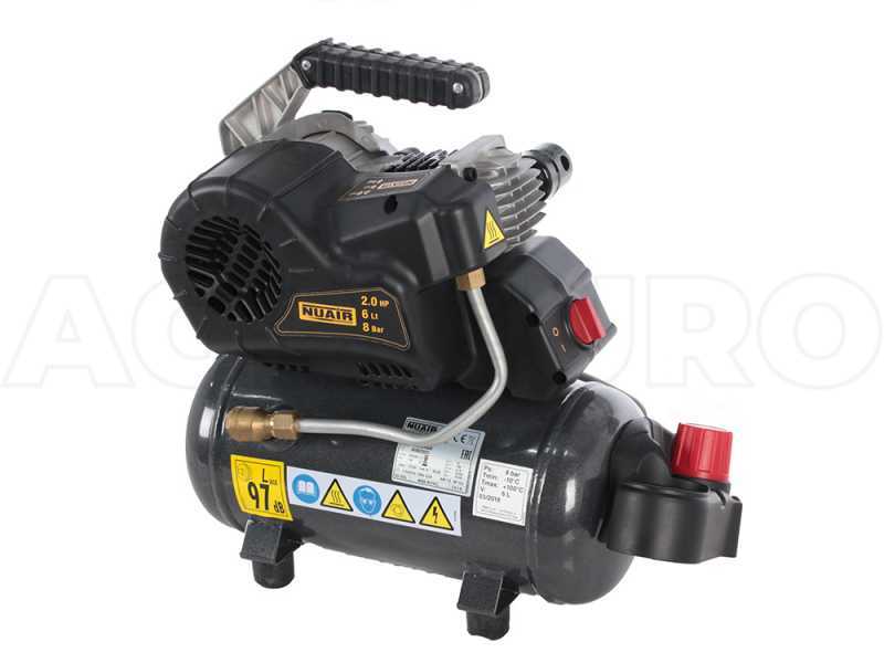 Nuair FU 227/8/6E - Compressore aria elettrico portatile monofase - Motore 2 HP - 6 lt