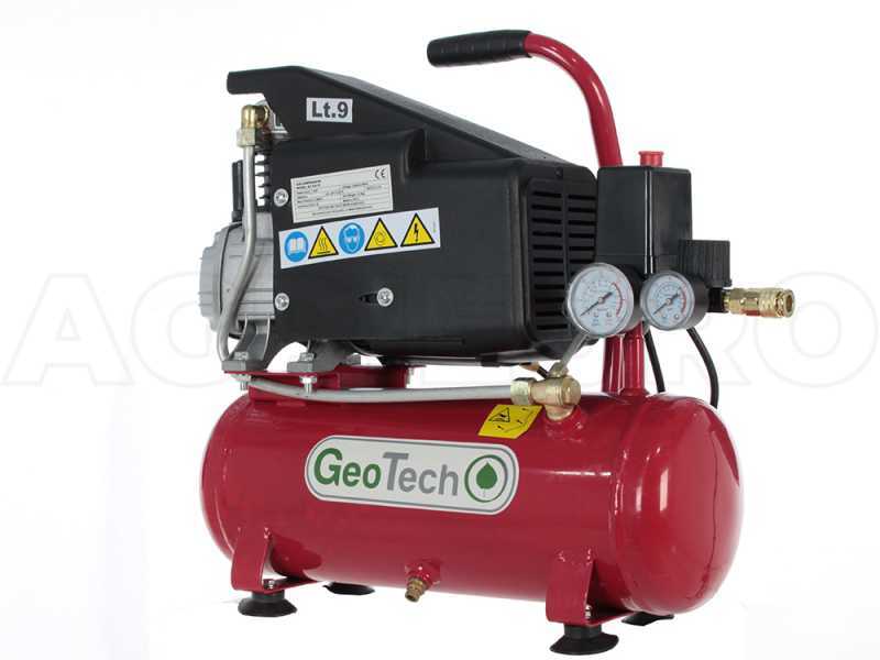 GeoTech AC9-8-15 - Compressore elettrico compatto portatile - Motore 1.5 HP - 9 lt aria compressa