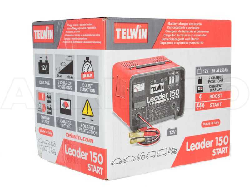 Telwin Leader 150 - Caricabatterie auto e avviatore - batterie WET/START-STOP a tensione 12V