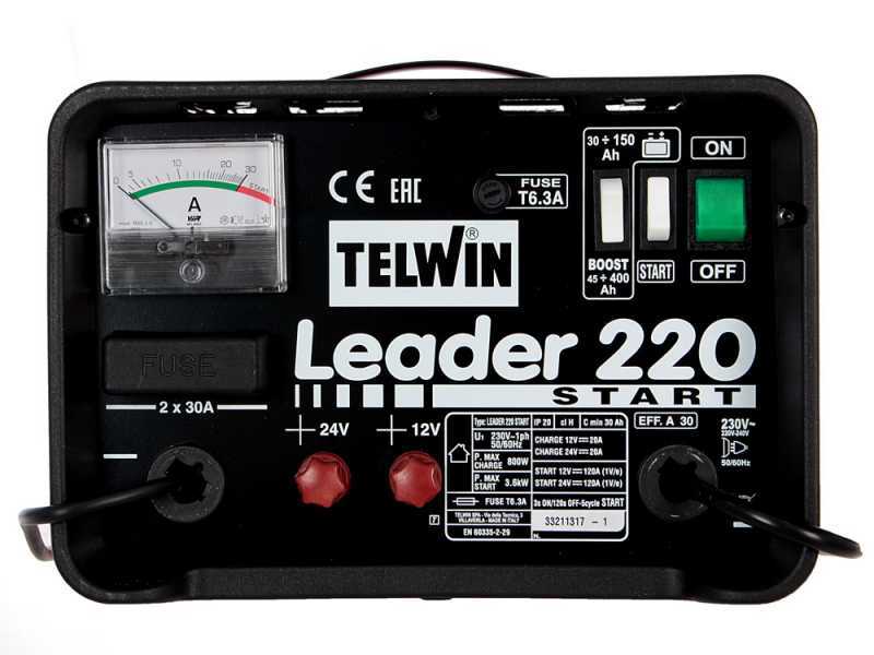 Telwin Leader 220 - Caricabatterie auto e avviatore - batterie WET/START-STOP tensione 12/24V