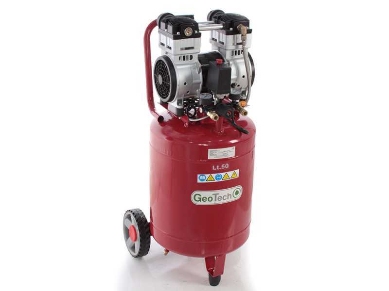 GeoTech S-AC50V-10-15C - Compressore aria elettrico oilless - Motore 1.5 HP - 50 lt Verticale Silenziato