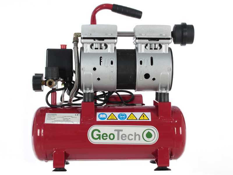 GeoTech S-AC-9-8-07 - Compressore aria elettrico silenziato compatto portatile - Motore 0.7 HP - 8 bar