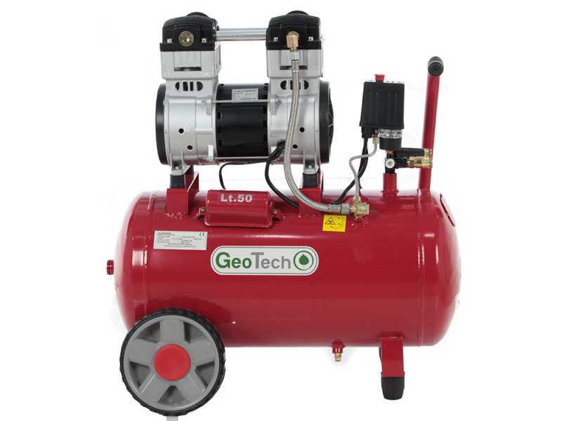 GeoTech S-AC 50-10-15C - Compressore aria elettrico silenziato 50 lt oilless - motore 1.5 HP