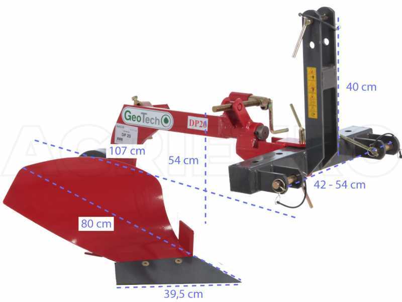 GeoTech DP20 - Aratro monovomere con struttura rinforzata - Per trattori con attacco a tre punti