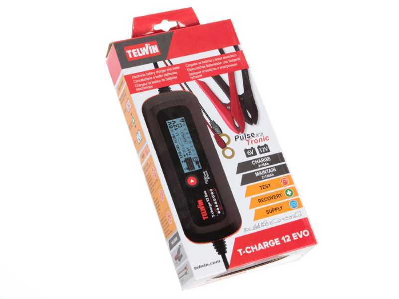 Telwin T-Charge 12 EVO - Caricabatterie mantenitore tester - schermo lcd - batterie 6/12V