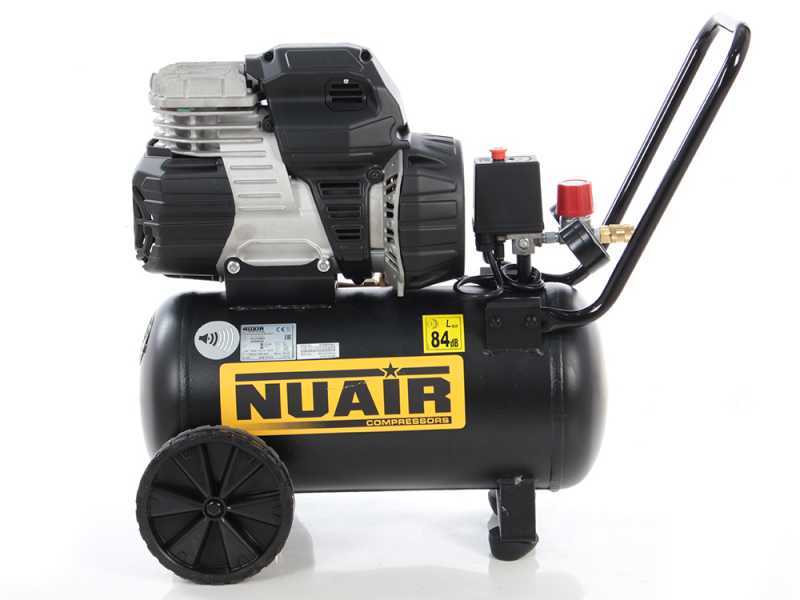 Nuair Sil Air 244/24 - Compressore aria elettrico carrellato - 1.5 HP - 24 lt oilless - Silenziato