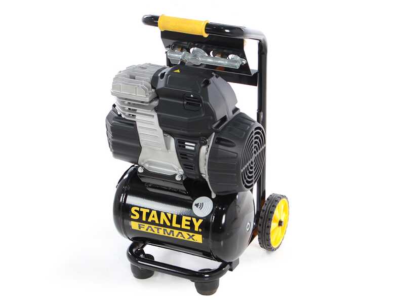 Stanley Sil Air 244/10 PCM - Compressore aria elettrico verticale monofase silenziato, oil-less - Motore 1.5 HP - 10 lt