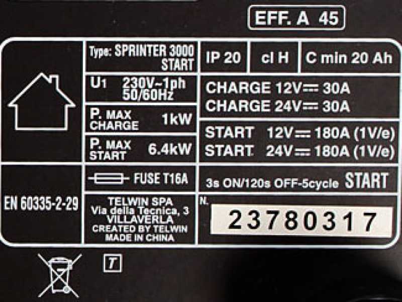 Telwin Sprinter 3000 Start - Caricabatterie auto e avviatore - batterie WET/START-STOP 12/24V